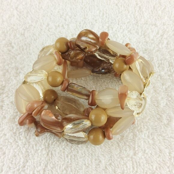 (3/$20) 5 strand pink hue elastic beaded bracelet - Picture 3 of 5